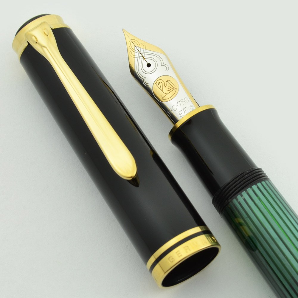 Pelikan M1000 Fountain Pen - Oversize, Black with Green Striped